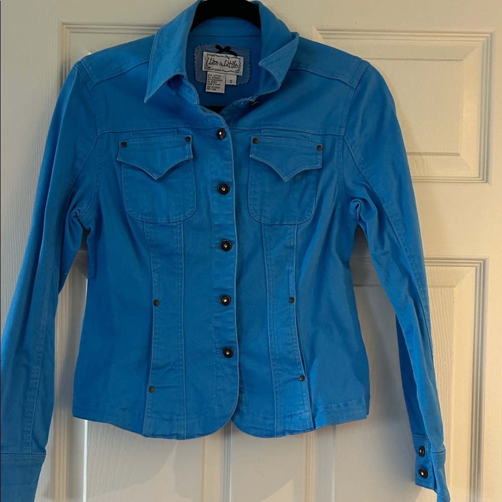 Live a Little Bright Blue  Button-Front Jean Jacket
